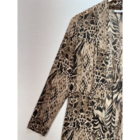 Dana Buchman Womens Coatigan Jacket Brown Snakeskin Animal Print Open Front Y2K - Picture 5 of 11